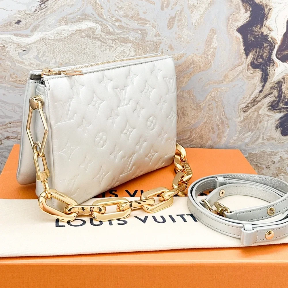 Louis Vuitton Coussin BB Monogram Silver Lambskin Embossed Crossbody Bag - Picture 2 of 12